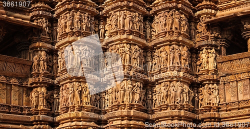 Image of Famous stone carving sculptures of Khajuraho