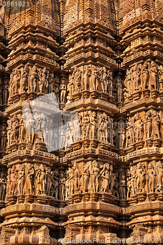 Image of Famous stone carving sculptures of Khajuraho