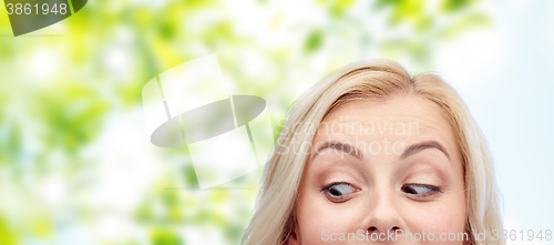 Image of happy young woman or teenage girl face