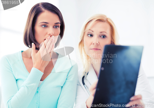 Image of doctor with patients looking at x-ray