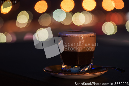 Image of Latte coffee with bokeh background