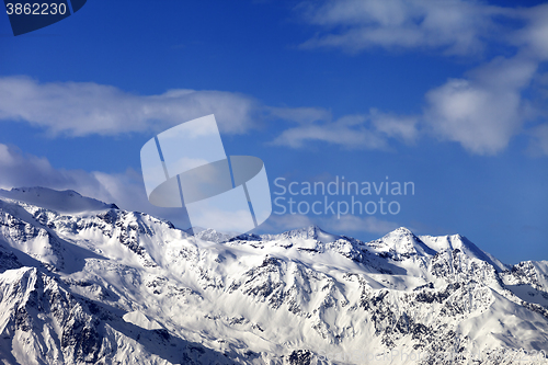 Image of Sunlight snowy mountains at nice sunny day