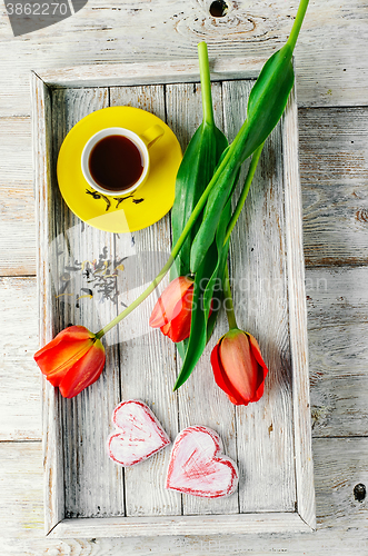 Image of Morning tea and tulips