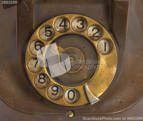 Image of Closeup of vintage telephone dial