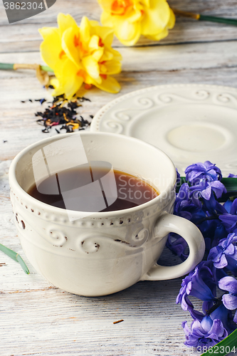 Image of Tea and flowers