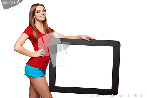 Image of Female holding the frame