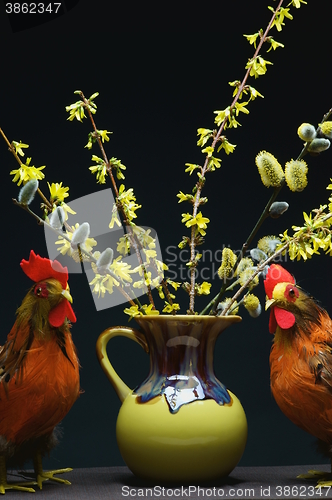 Image of Chickens with vase