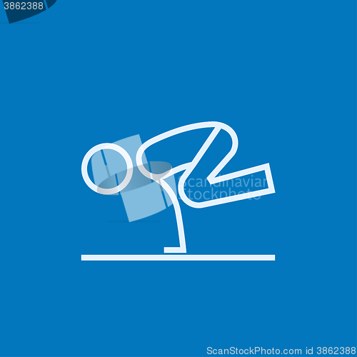 Image of Man practicing yoga line icon.