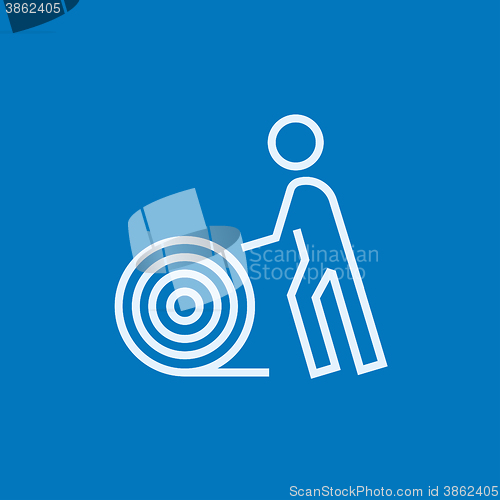 Image of Man with wire spool line icon.