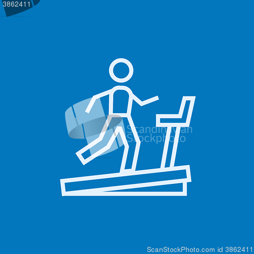 Image of Man running on treadmill line icon.