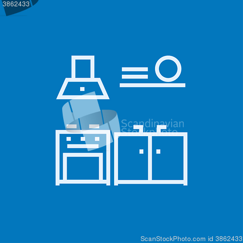 Image of Kitchen interior line icon.