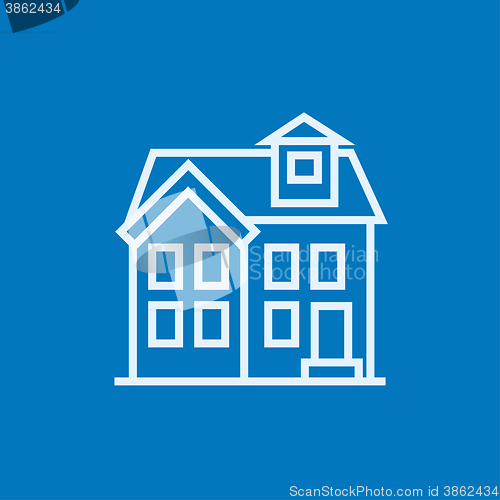 Image of Two storey detached house line icon.