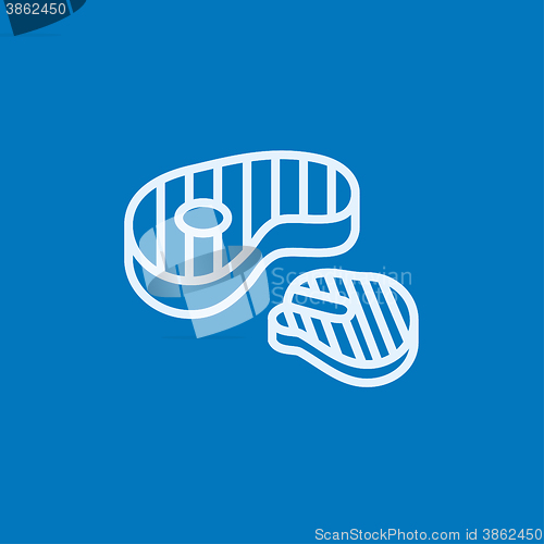 Image of Grilled steak line icon.