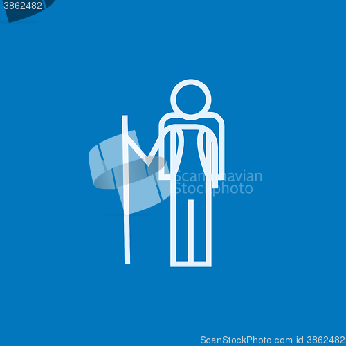 Image of Tourist backpacker line icon.