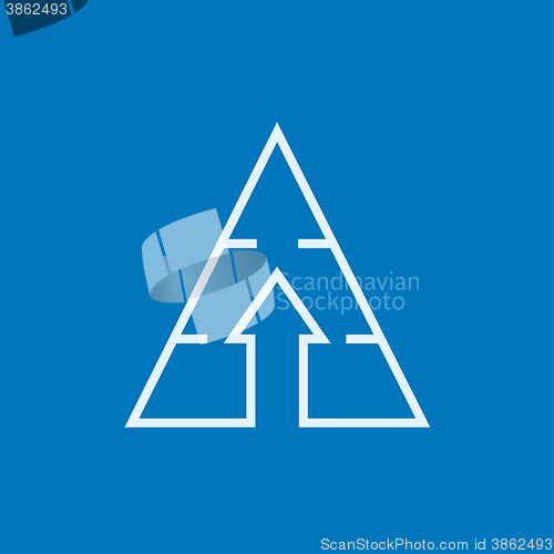 Image of Pyramid with arrow up line icon.