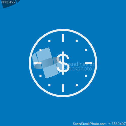 Image of Wall clock with dollar symbol line icon.