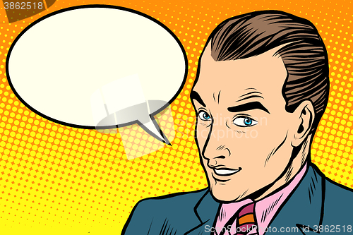 Image of businessman says comic book bubble