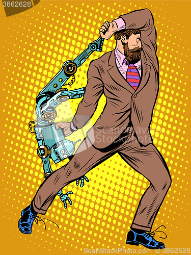 Image of Cyclops businessman against a robot