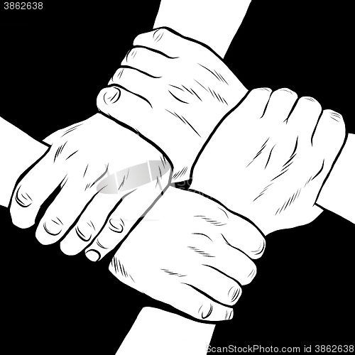 Image of Black and white hands solidarity friendship