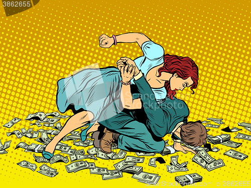 Image of Woman beats man in fight for the money