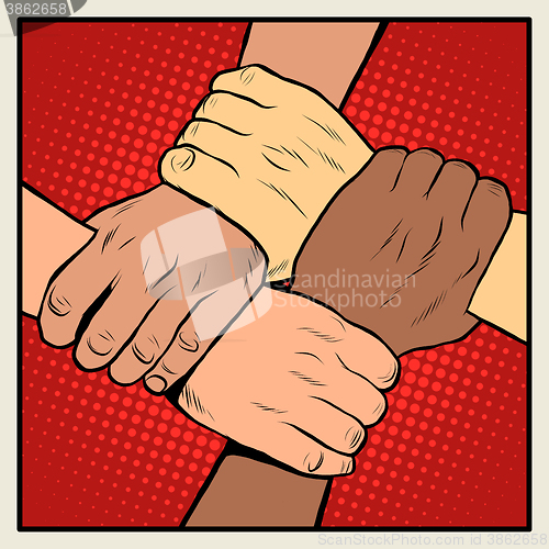 Image of Handshake people of different nationalities and races