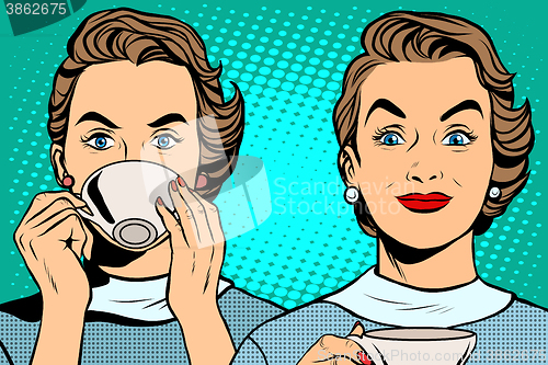 Image of Girl with a Cup of tea or coffee