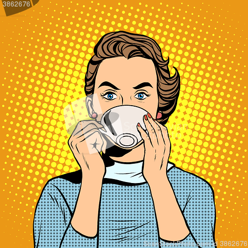 Image of Girl with a Cup of tea or coffee