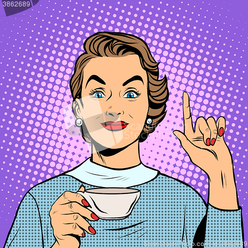 Image of Girl with a Cup of tea or coffee