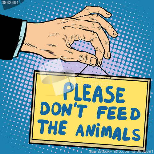 Image of Hand sign please dont feed the animals