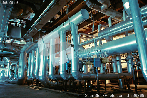 Image of Blue toned interior industrial background.