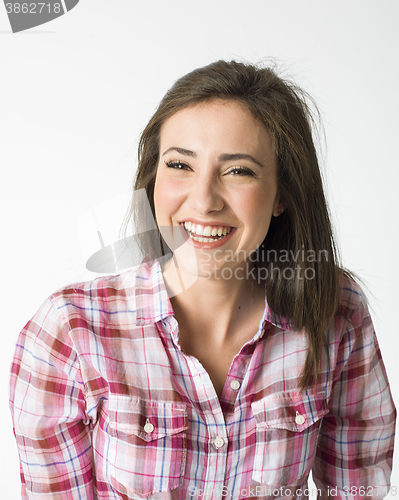 Image of portrait of a beautiful young short haired woman