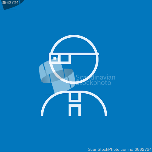 Image of Man in augmented reality glasses line icon.