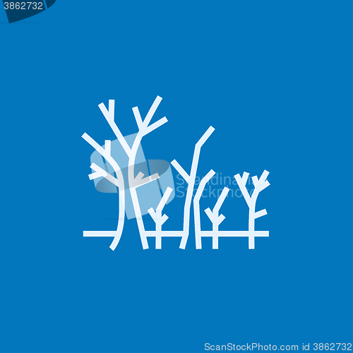 Image of Tree with bare branches line icon.