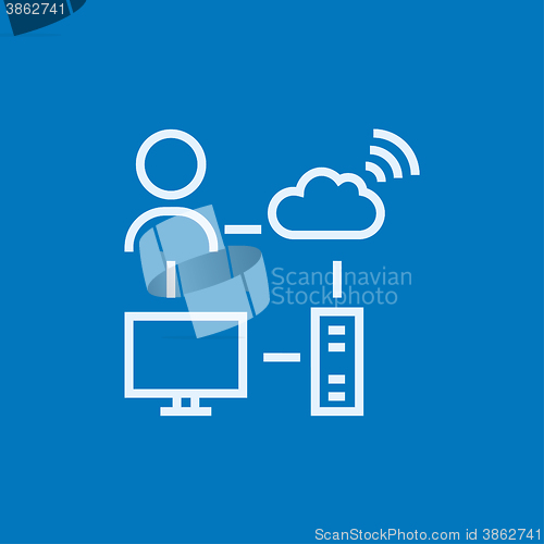 Image of Cloud computing line icon.