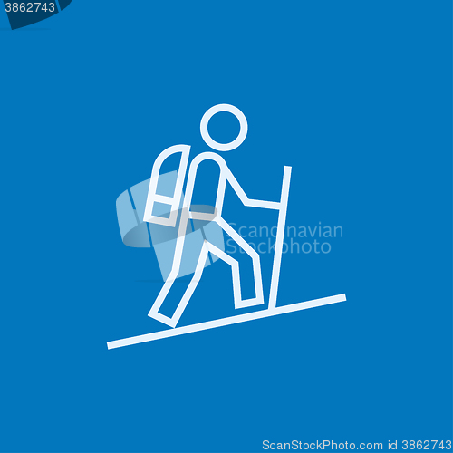 Image of Tourist backpacker line icon.
