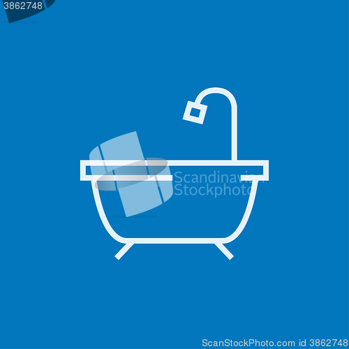 Image of Bathtub with shower line icon.