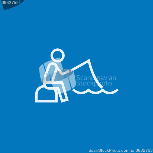 Image of Fisherman sitting with rod line icon.