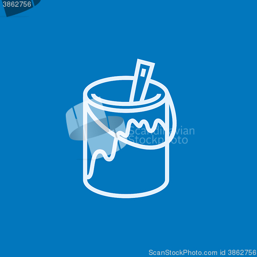 Image of Paint brush in the paint tin line icon.