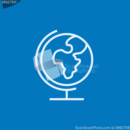 Image of World globe on stand line icon.