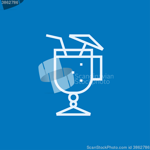 Image of Glass with drinking straw and umbrella line icon.