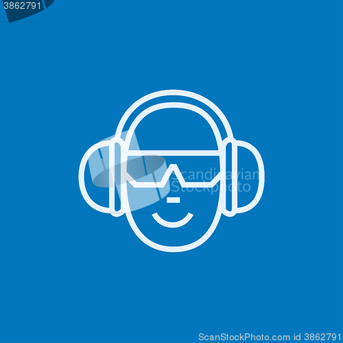 Image of Man in headphones line icon.