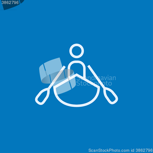 Image of Man kayaking line icon.