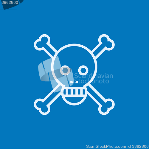 Image of Skull and cross bones line icon.