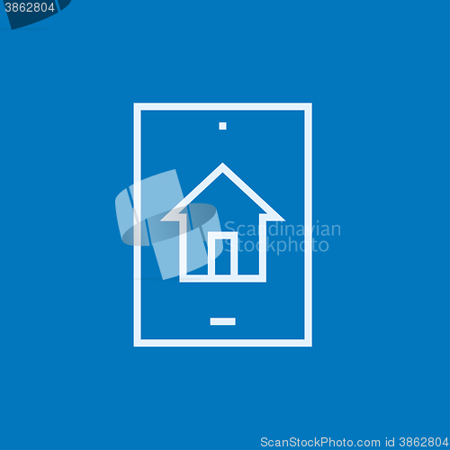 Image of Property search on mobile device line icon.