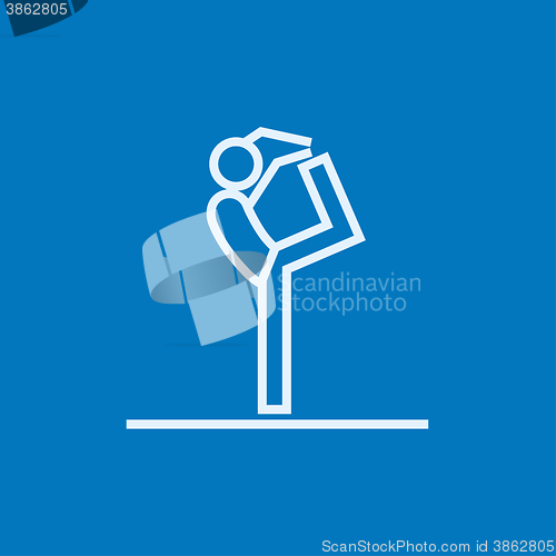 Image of Man practicing yoga line icon.