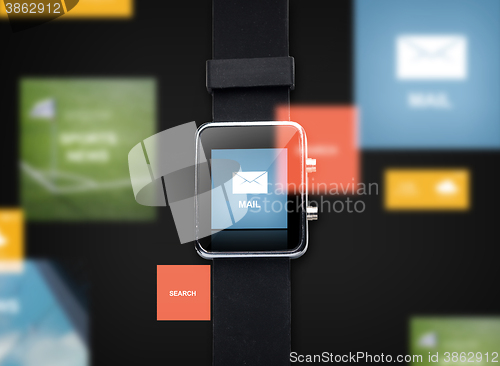 Image of close up of smart watch with e-mail message icon