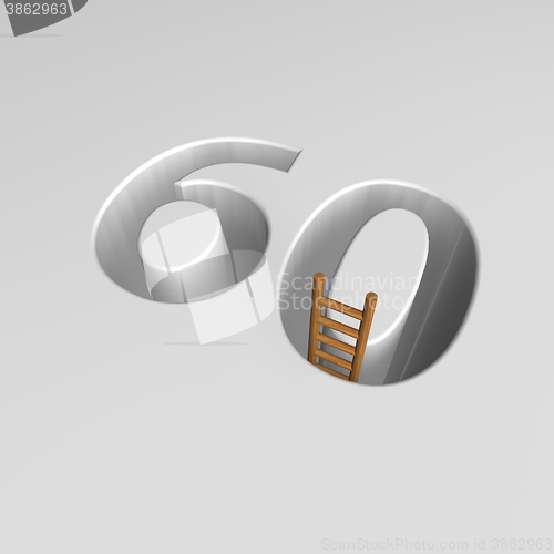 Image of number sixty and ladder - 3d rendering