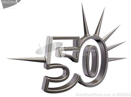 Image of number fifty with prickles - 3d illustration