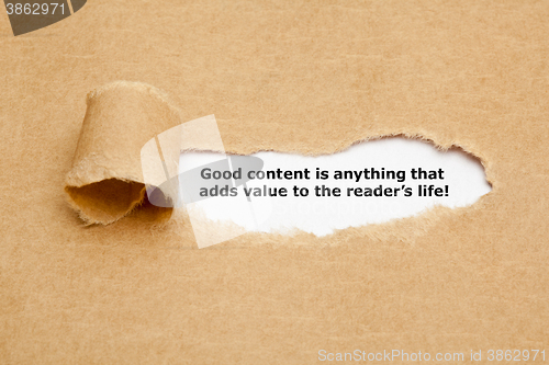 Image of Content Marketing Quote Torn Paper