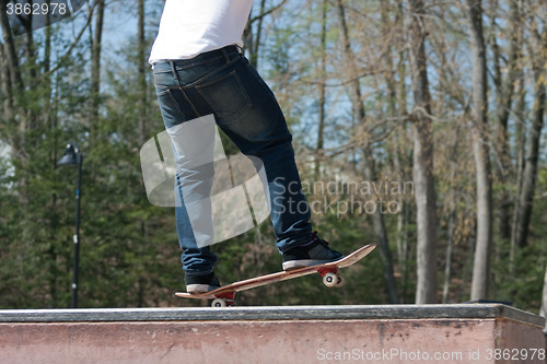 Image of Skateboarder Freestyle at the Park